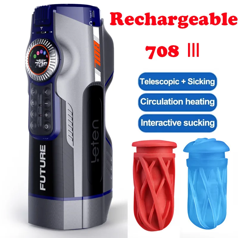 

Leten 708-III Male Masturbator Piston Telescopic Vagina Vibrator Heating Sucking Blowjob Moaning Rechargable Sex Toys For Men