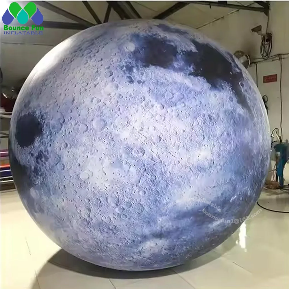 Blow Up Giant Inflatable Moon With Built in LED Lights Airtight PVC Planet Balloon Earth Balloon For Festival Decoration 4