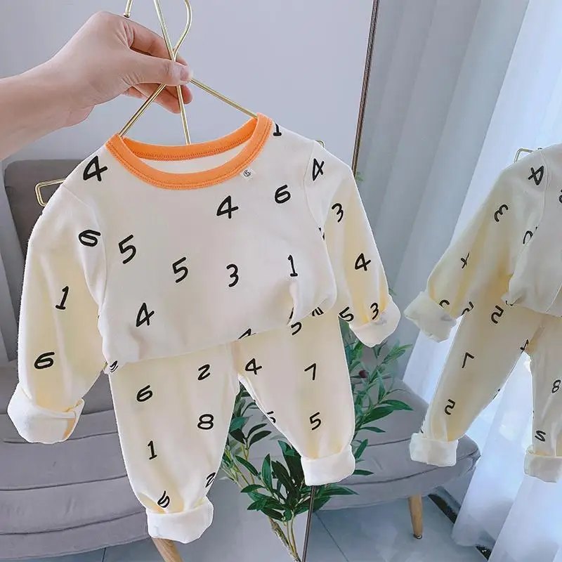 Kids Clothes Set Baby Girl Clothing Set Korean Spring Autumn Children Cotton Floral Home Clothing Underwear