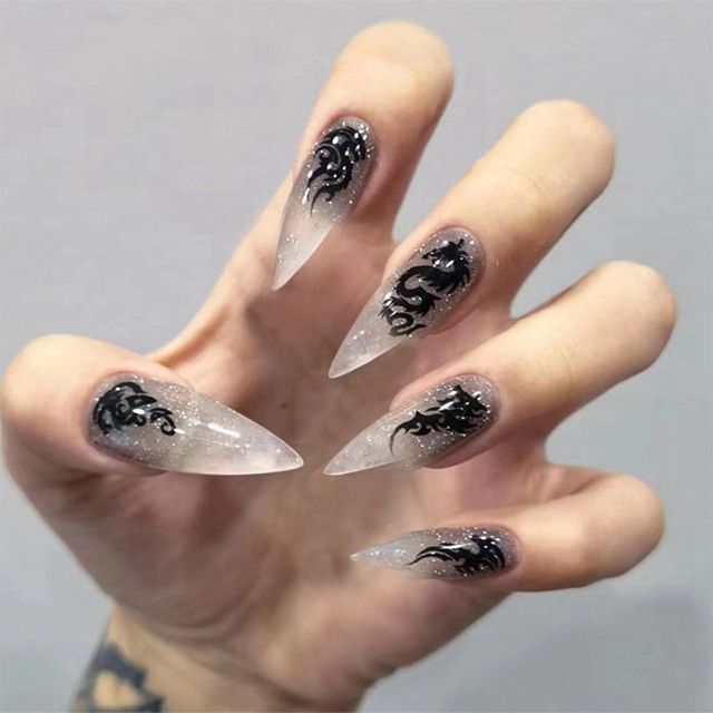 false nails almond coffee color design Artificial Ballerina Fake Nails With Glue Full Cover Nail Tips Press On Nails