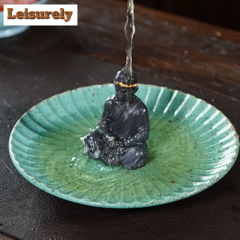 Yixing Zisha Black Clay Wukong Buddha Sculpture Tea Pet Creative Lucky Model Tea Figurine Play Toys Tea Statue Ornaments Gift