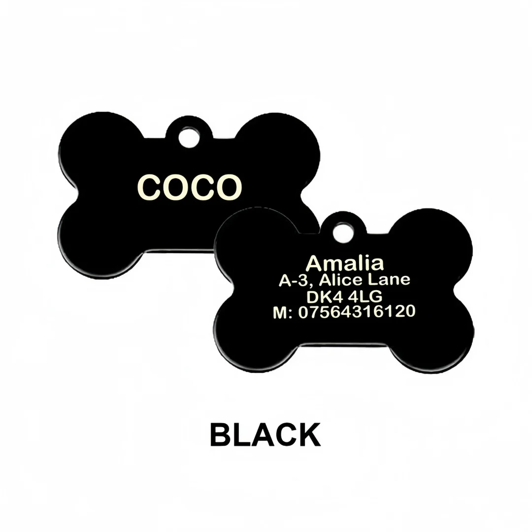 Personalized Pet ID Tag for Dogs & Cats - Deep Engraved Aluminum Collar Nameplate with Free Engraving | Address, Number