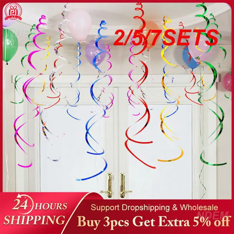 

2/5/7 наборов Потолочный подвесной завиток Универсальное Украшение блестящий и отражающий уникальный дизайн детский душ модное оформление