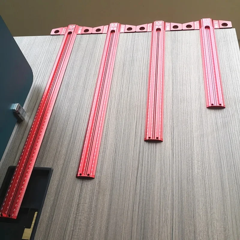 

Woodworking Drawing Line Ruler Straight Square Hole Ruler Scriber Ruler Multi-Function Ruler Woodworking Tool T-Bar Single Side