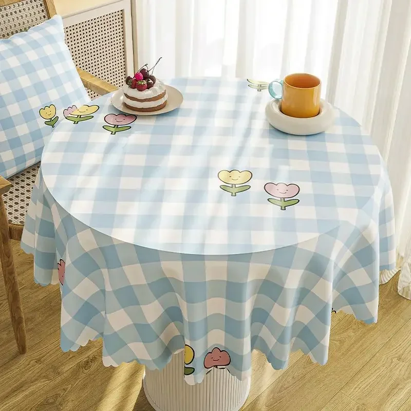 

Light Luxury Round Table Cloth Washable Waterproof Oil Resistant Mats for Household Restaurants Cartoon Small Fresh Table Mat