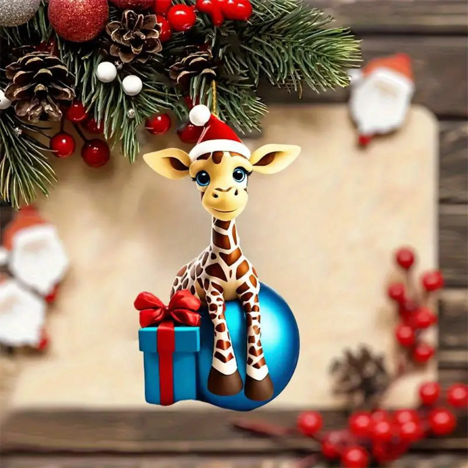 Christmas Modern Home Decoration Christmas Hanging Cartoon Giraffe Pattern Christmas Tree Hanging Car Hanging Festive новый год