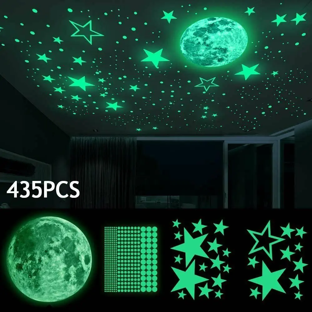 

Room Decoration Glow In The Dark Starry Sky Bed Luminous Stars Moon Fluorescent Dots Glow Stickers Wall Stickers