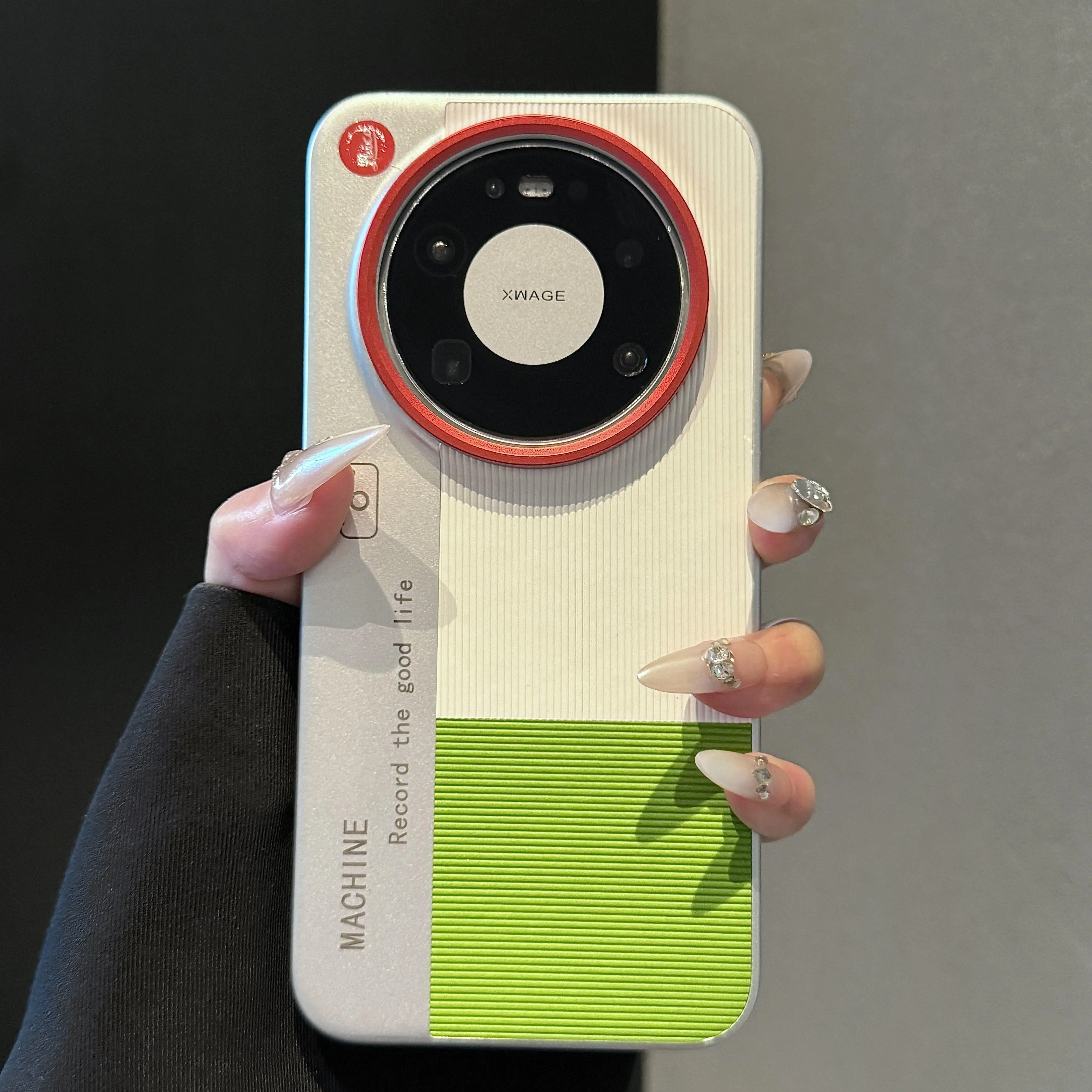 Camera-Style Vertical Pattern Leather Full Coverage Hard Case