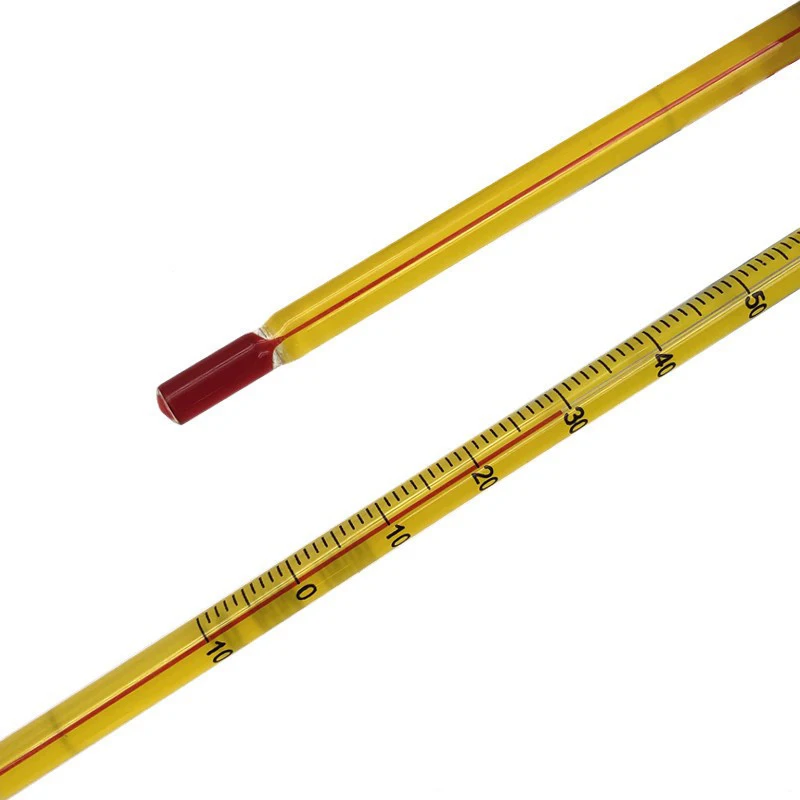 노란색 배경 빨간색 물 온도계 유리 막대 30 cm 0-100도 화학 실험 농업 물 온도계