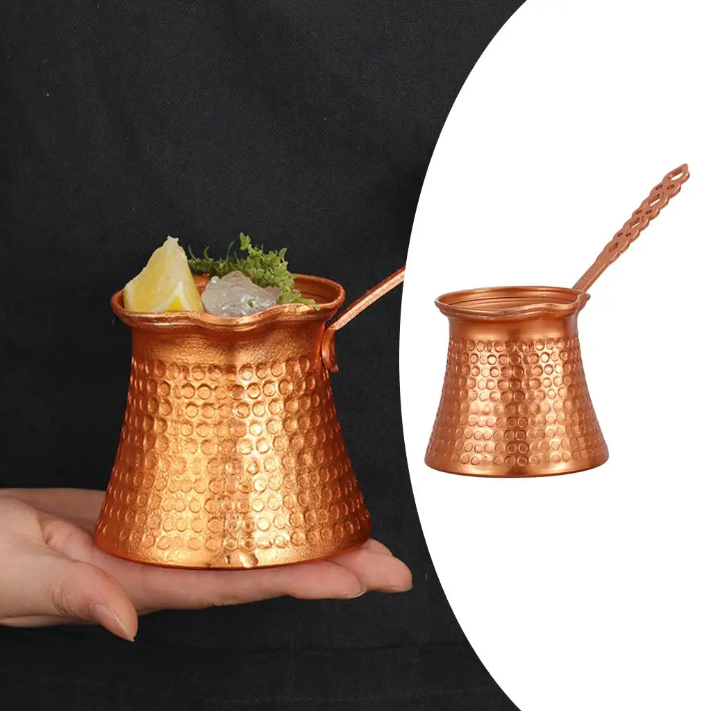 Caffettiera Turca In Rame Placcato, 12x9x8 Cm, Con Motivo A Martello, Per Caffè Arabo E Turco, Design Vintage, Uso Versatile Anche Per Cocktail