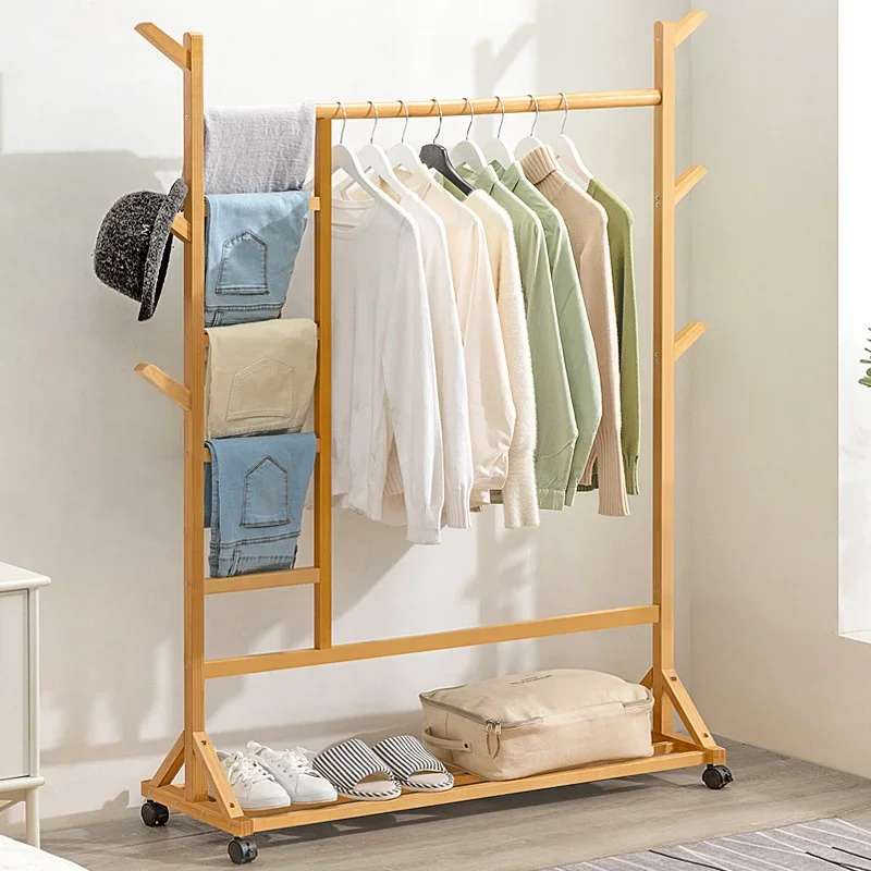 Bamboo-Branch-Garment-Rack-Multi-Use-Storage-Stand-Reinforced-Hanger ...