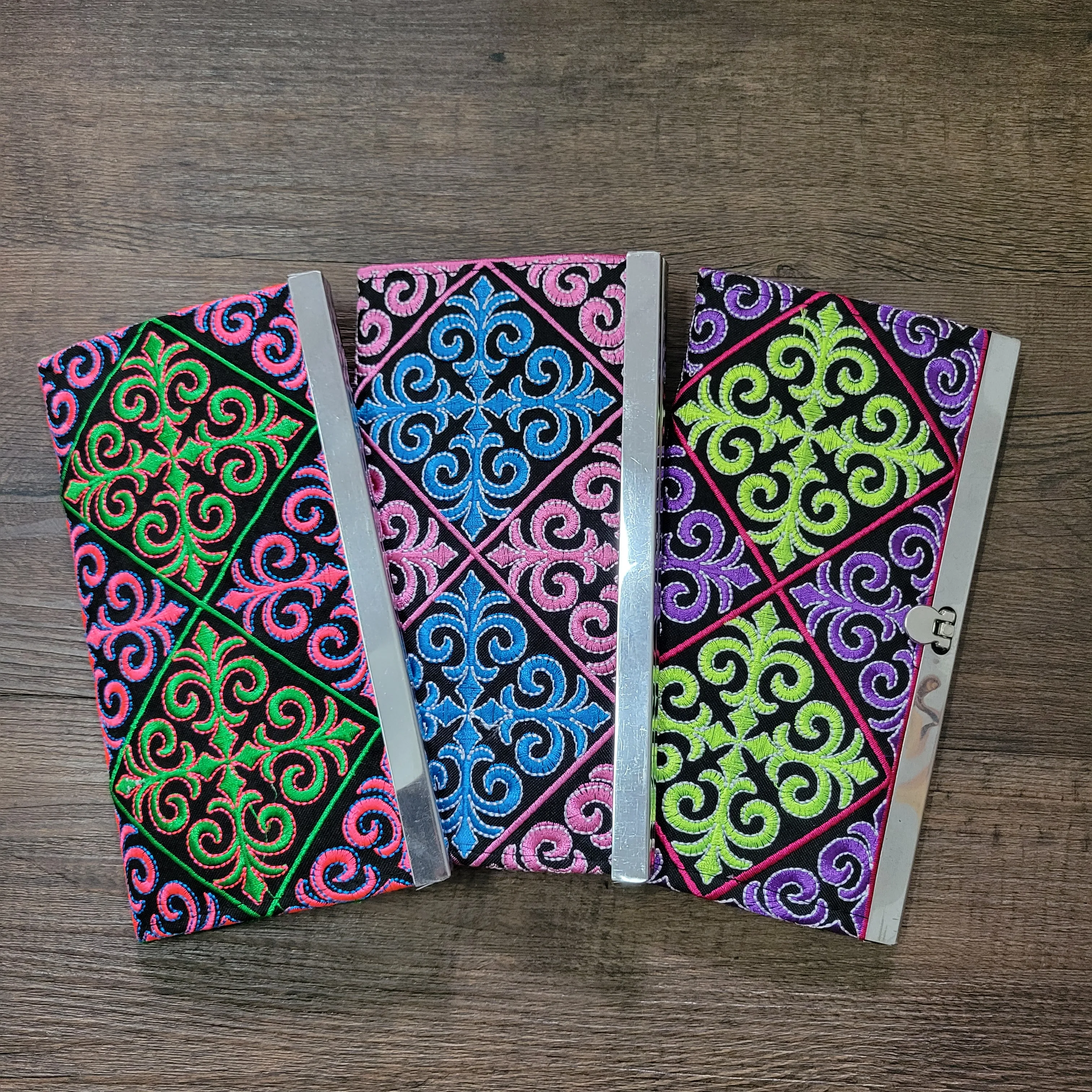 5pcs/lot Women Wallet clip Vintage canvas money clip Embroidery hasp Purse for women Long wallet