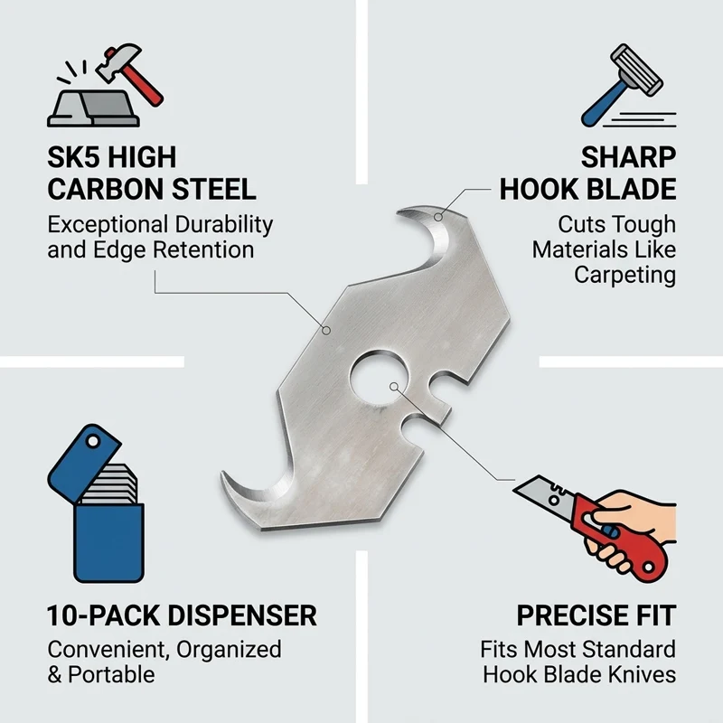 SK5 혼 블레이드 0.6mm 두께의 고강도 절단 칼 가죽, 카펫, 판지 상자, 종이, 벽, 비닐 절단용 날카로운 칼날