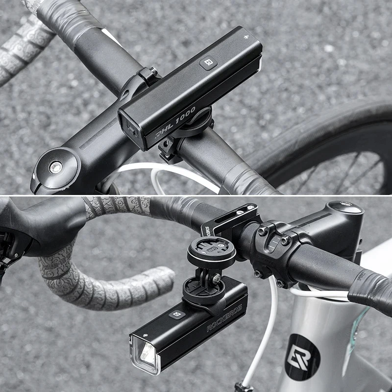 ROCKBROS-Support de lampe GoPro pour vélo, 1000LM, aste, compatible avec Garmin, Bryton, ordinateur IGS, éclairage de sauna de vélo, accessoires de vélo