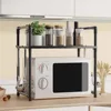Kitchen Elevated Design Seasoning Rack Microwave Storage RackBilayer Oven Modern Minimalism Kitchen Accessories Organizer 1