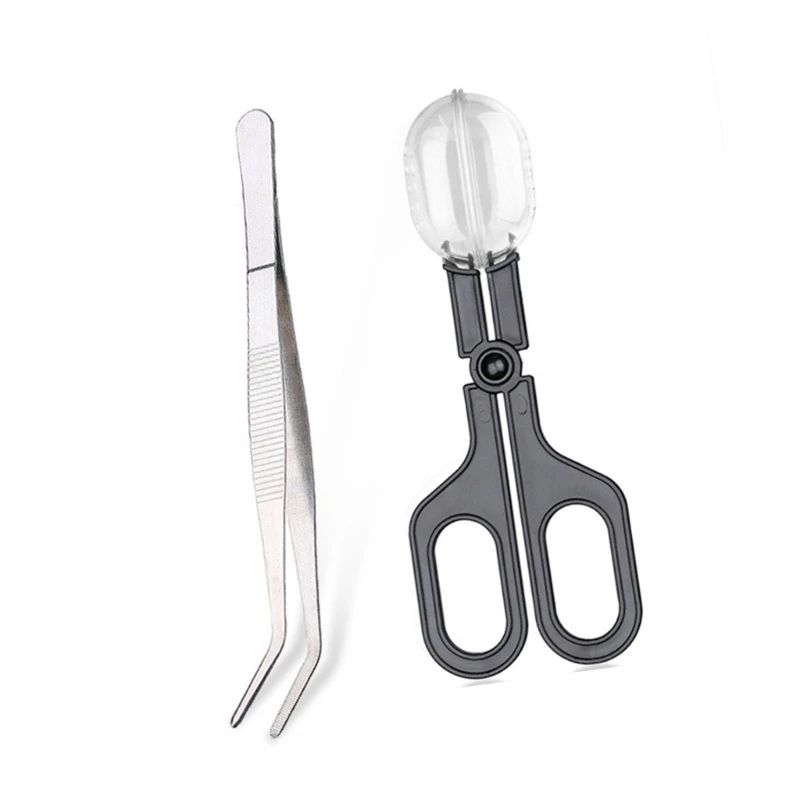 E15D Reptiles Feeders Clamp Reptiles Feeding Tongs Clear Catcher With Catching Tool
