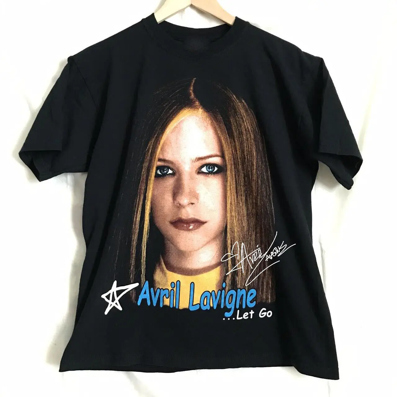 Vtg Let Go Album Di Avril Lavigne Cotone Nero Full Size Camicia Unisex J1831