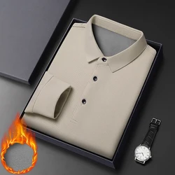 Men's Winter Warmth Waffle Fleece Polo Shirt - Plush Long Sleeve Button - Down - 3XL (Apricot)