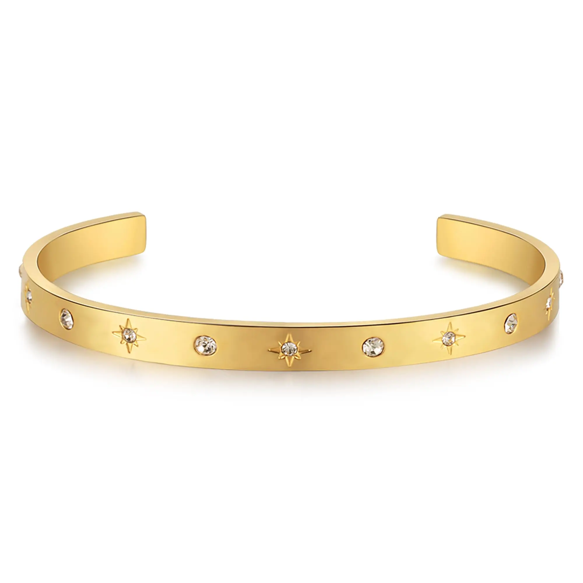 Gold Bangle Bracelets for Women 14K Gold Plated Open Cuff Love