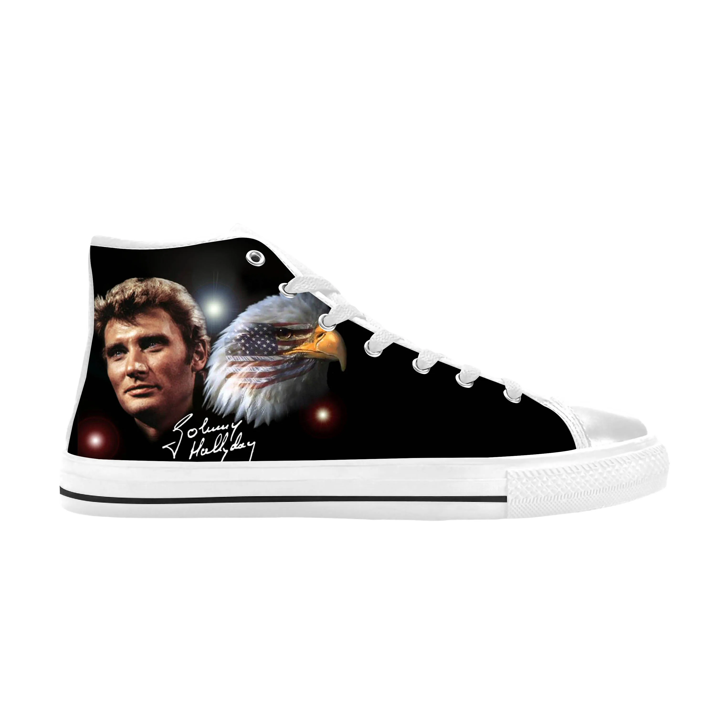 

Hot France Johnny Hallyday Rock Star Singer Music Casual Cloth Shoes High Top Comfortable Breathable 3D Print Men Women Sneakers