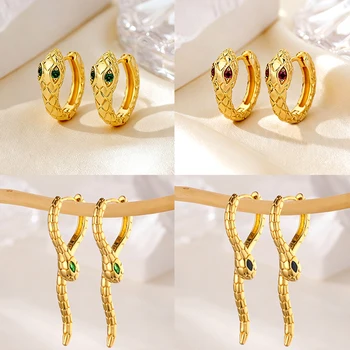 Gothic Snake Earrings for Women Gold Color Snake Small Huggie Earrings Fashion Jewelry Christmas Gifts