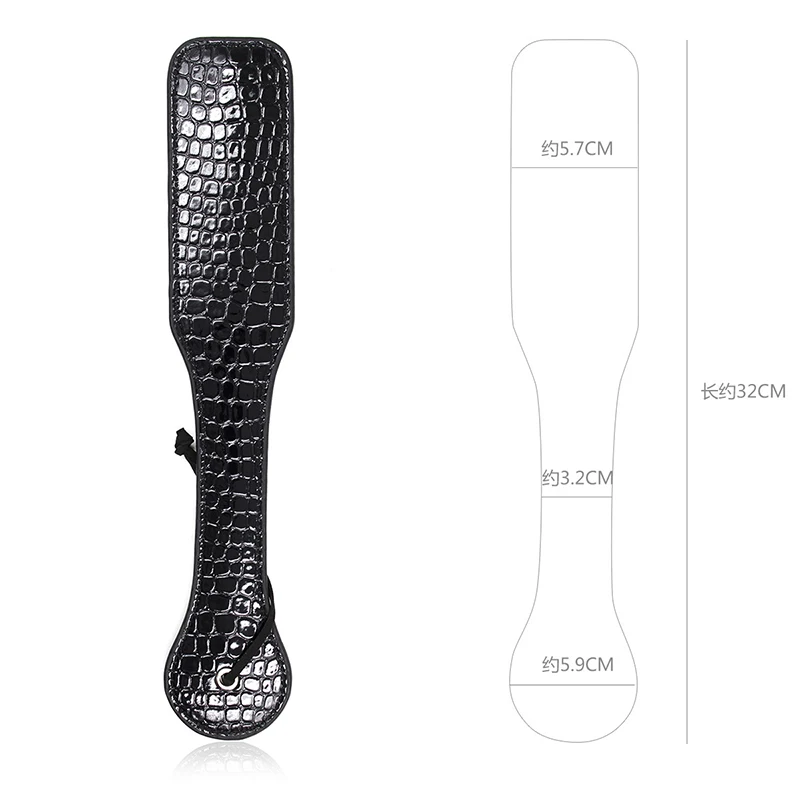 32cm Black Bright Leather Paddle Riding Crops Flogger Horsewhips Spikes 5.7cm Wide Spanking Paddle Slapper Riding Spurs 5