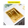 304 Stainless Steel  Gold Nano Handmade kitchen Bar Counter Sink Cover hidden Single Kitchen Sink Small Size Kitchen Sinks 5