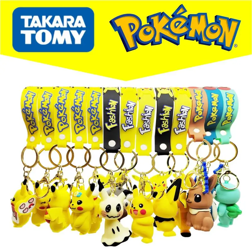 

Pokemon Anime Figure Pikachu Eevee Cartoon Dolls Cute Bag Keychain Keyring Pendant Decorate Fashion Car Key Chain Kids Gifts