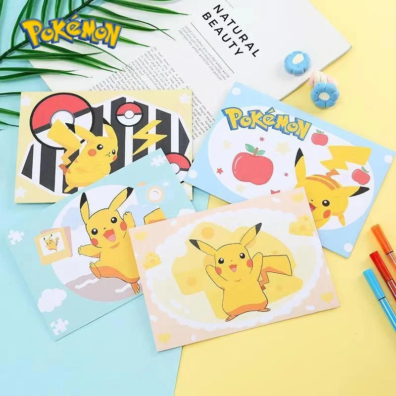 10 Pezzi Set Pokemon Pikachu Buste Di Carta Anime Invito Per Feste Di Matrimonio Biglietti Di Auguri Buste Per Lettere Per Bambini Regalo Di Imballagg