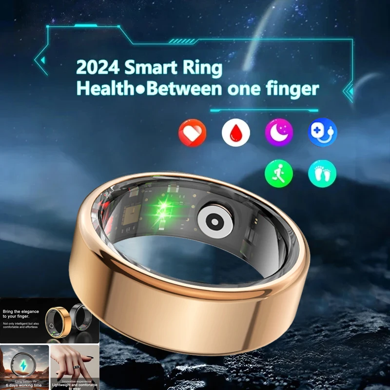 

Smart Ring Military Stainless Steel Shell Health Sleep Heart Rate Monitor Smart Ring IP68 3ATM Waterproof Sports Mode Ring Smart