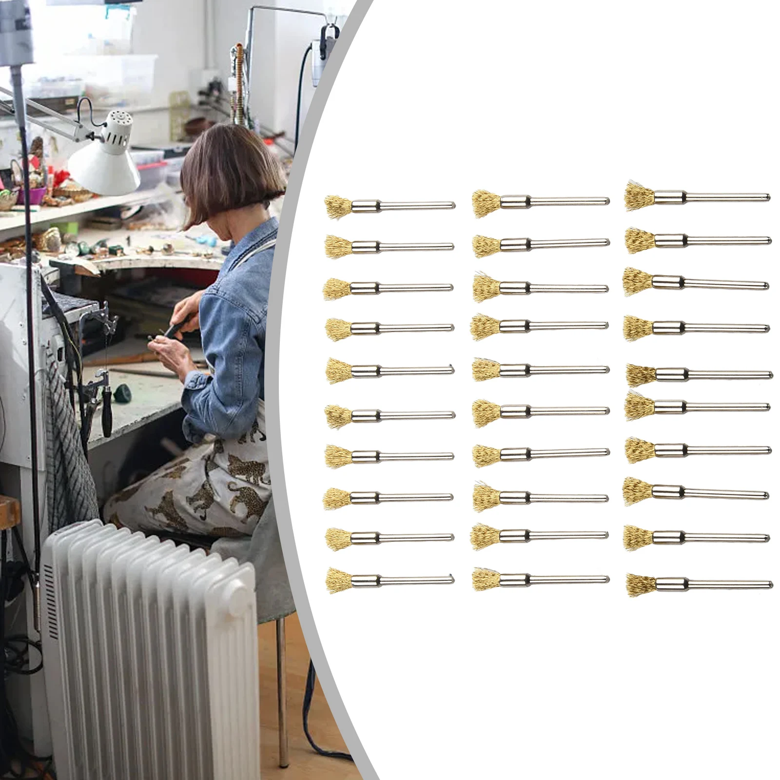 Wire Brush 30Pcs 5mm Brass Rotary Wire Wheel Pencil Polising Brushes Steel Wire Wheel Brushes For Power Drill Tool Durable wire brush,wire brush set,wire cleaning brush,electric wire brush,electric drill brush,drill brush,power scrubber drill brush