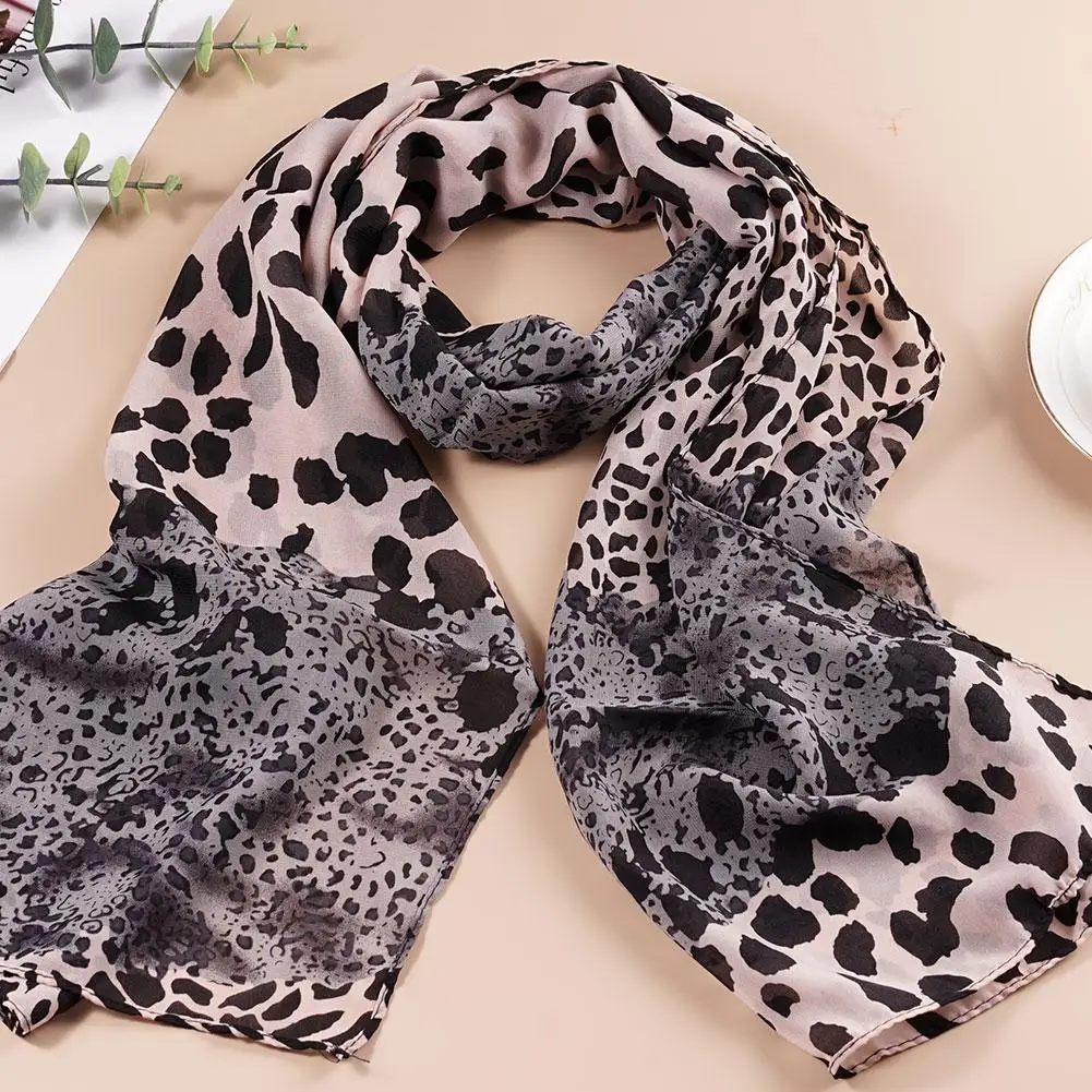 Women Leopard Print Chiffon Scarf scarf accessories knitting scarf Scarves Fashion Women Soft Long Shawls Printed Multifunction Winter Ladies Style Silk Scarf
