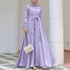 Abaya-Robe Hijab à Manches sulfpour Femme, Tenue Maxi Décontractée, Style Musulman, Vintage, Couleur Unie, Dubaï, Turquie, Automne