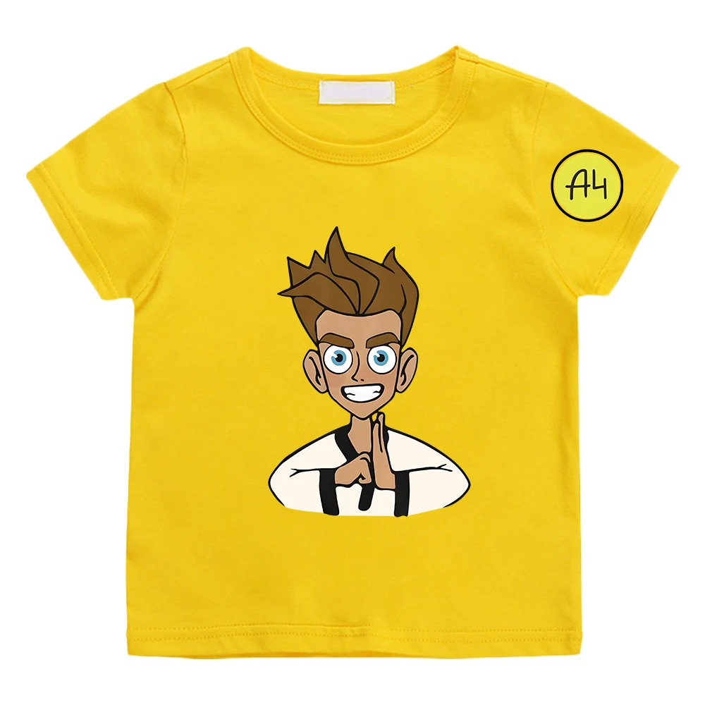 А4 Глент Cartoon T-shirt Влад БумагаА4 BoyShort Sleeve Tee-shirt T100% Cotton Boys/girls Casual Clothing Kawaii  Graphic Tshirts