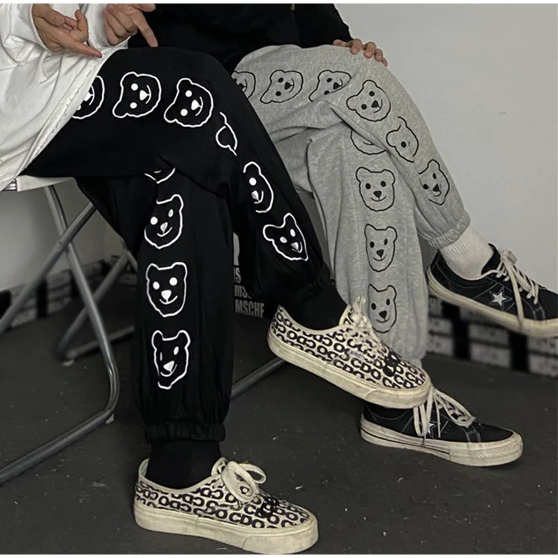 Korean Style Wide Leg Pants Cartoon Print Harajuku Trousers Women Streetwear Autumn Fashion Streetwear Sweatpants Women capri jeans for women