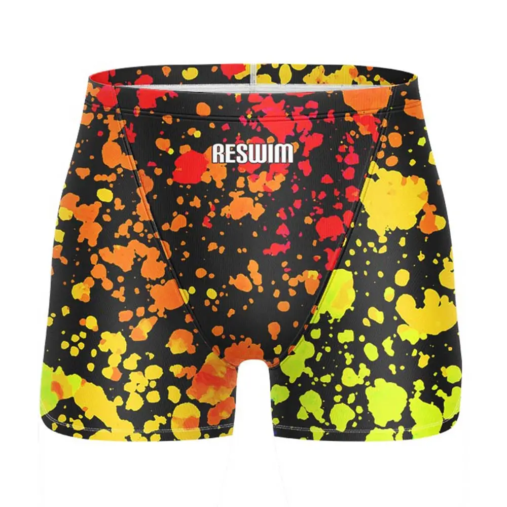 New Men's Swimming Trunks Athletic Training Swim Jammer Swimsuit Shorts Pool Quick Dry Lycra Swimwear Surf Beach Tights Pants