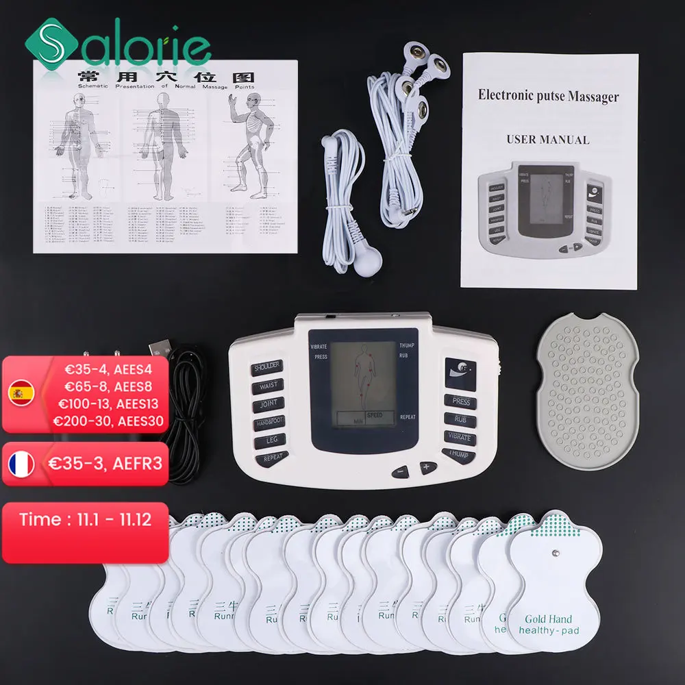 Ems Digital Tens Acupuncture Body Electrical Muscle Stimulator Therapy