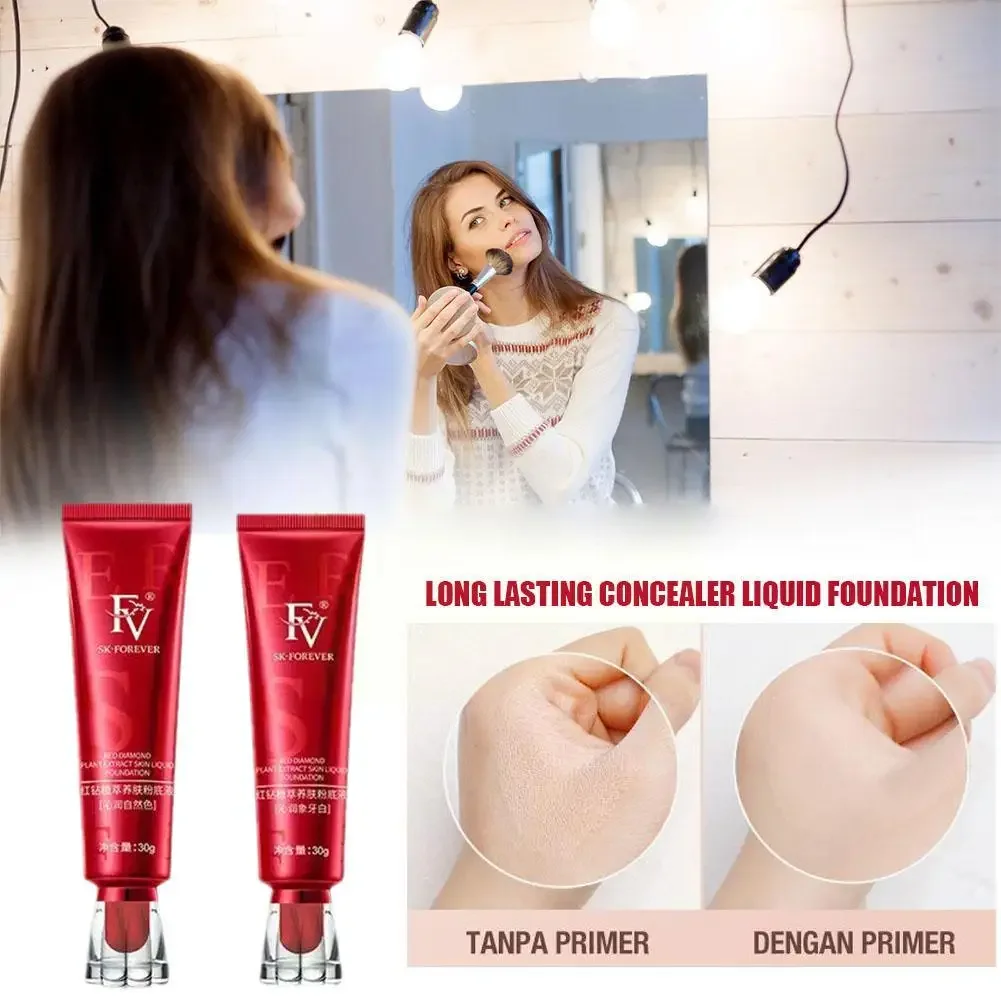 FV Foundation Liquid Ginseng Bird's Nest Polypeptide Concealer Skin Nourishing BB Cream Makeup Cosmetics Red