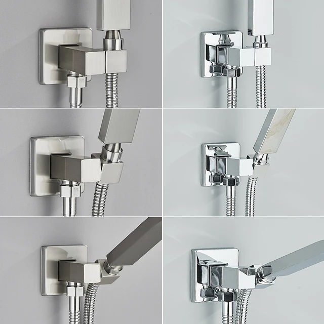 Poiqihy Chrome หัวฝักบัวมือถือสเปรย์อาบน้ําติดผนัง Bidet Sprayer ผู้ถือปกปิดก๊อกน้ําอุปกรณ์เสริม 3