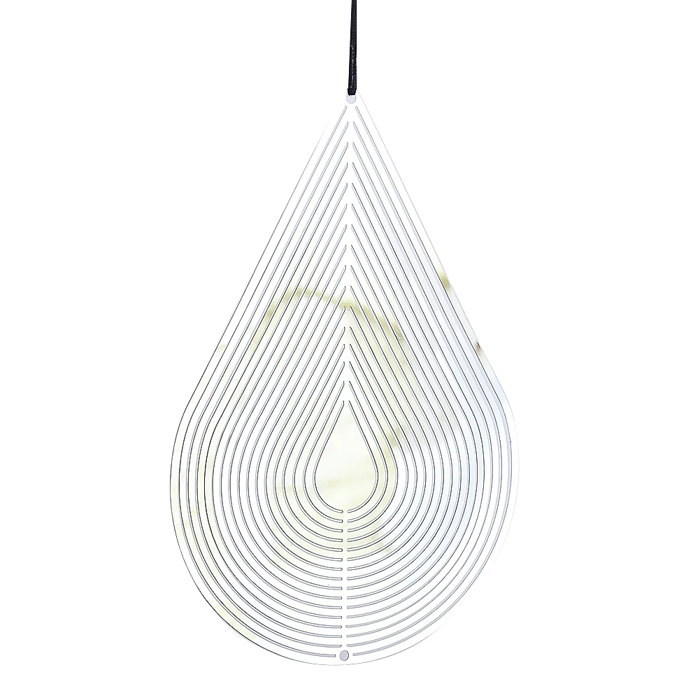 Water Drop Wind Spinner Hanging Decor Stainless Steel 3D Rotary Flowing Effect Wind Chimes Catcher Pendant Mirror Reflection images - 6