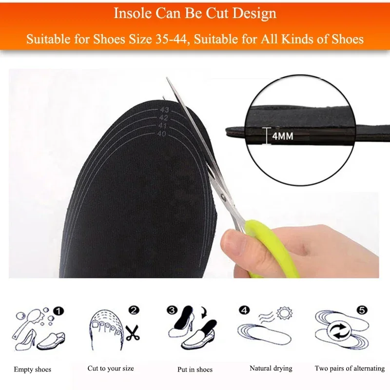 1 Pair USB Heated Shoe Insoles Foot Warming Pad Feet Warmer Sock Pad Mat Winter Outdoor Sports Heating Insoles Winter Warm