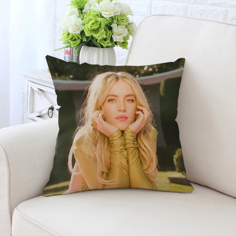 

40x40 Pillow Cover S-Sydney Sweeney Double sided Printed Sofa Cushion Cover Chair Waist Backrest Headrest Fan Gift Customization