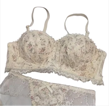 French Floral Small Breasts Gathered Without Steel Ring Pure Desire Underwear Female Japanese Sweet Girl Student Bra 1