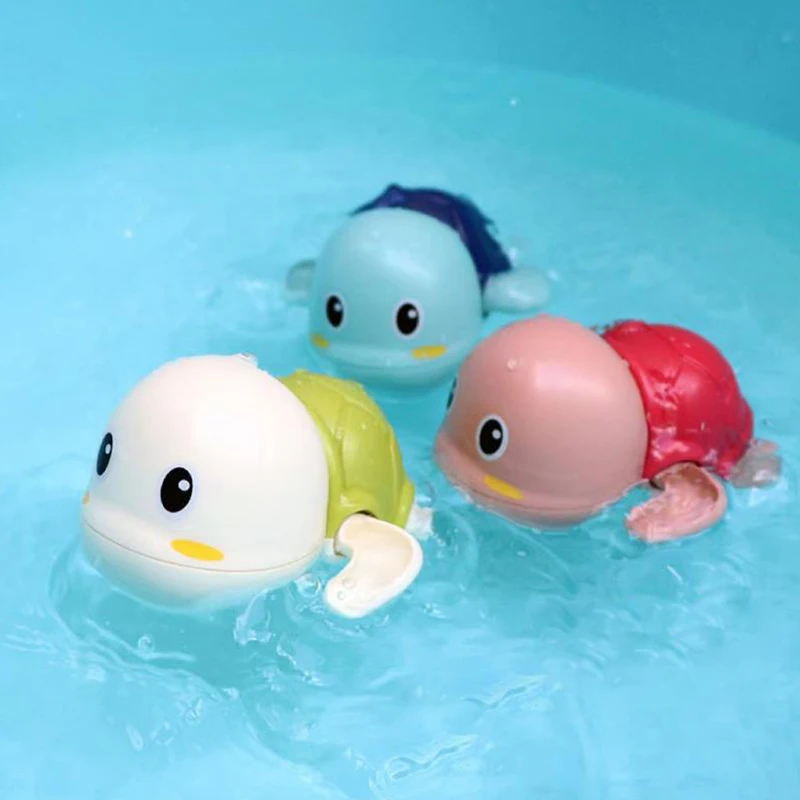 1Piece Baby Bath Toys Pool Beach Classic Chain Clockwork Water Toy Bathing Cute Duck Turtle Dolphin For Kids Water Playing Toys 4