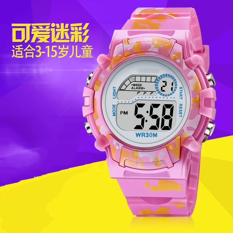 Kids Watch Boys Sports Military Kids Digital Watches Student Childrens Watch Fashion Luminous LED Alarm Camouflage Girls Clock