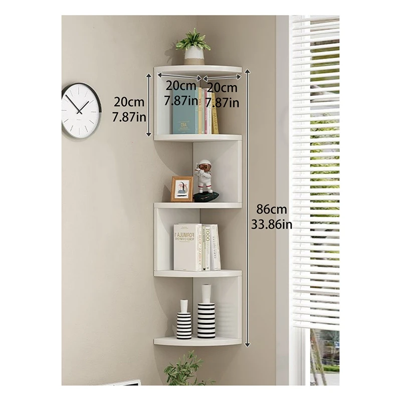5-Story Shelf Corner Floating Shelf Wall Shelf Corner Bookshelf Family Kitchen Storage Living Room Decoration 3