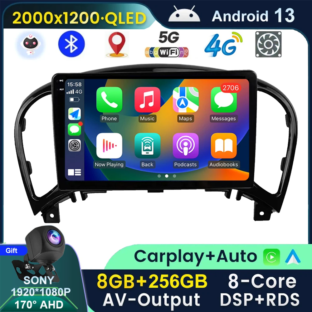 

4G LTE DSP для Nissan Juke YF15 2010-2014 Автомагнитола Android 13 Авто Видео мультимедийный плеер Carplay 2din dvd Авторадио gps
