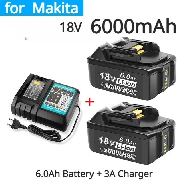 

Аккумуляторная батарея для Makita 18 в, 6000 мАч, аккумулятор для электроинструментов с зеркальной заменой литий-ионных аккумуляторов LXT BL1860B BL1860 BL1850 3A, зарядное устройство
