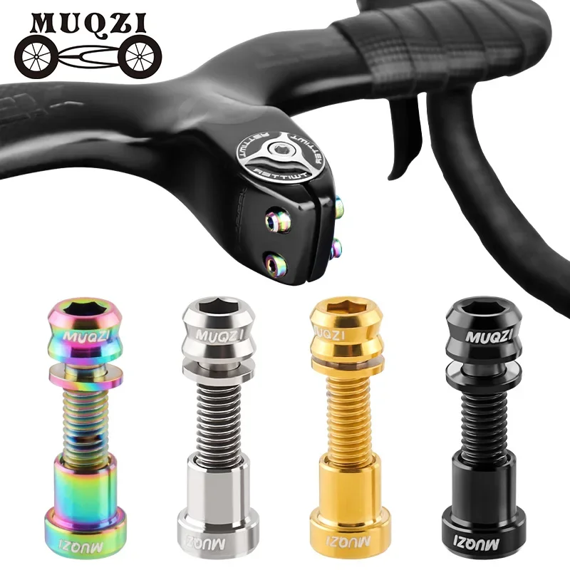 MUQZI 2pcs Titanium Bolt M5x17mm M5x19mm Bicycle Nut Titanium Alloy Stems Bolts MTB Road BMX Folding Bike Screw Accessories