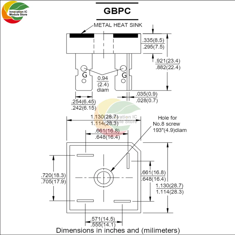 GBPC3510-1000V/35A-bridge Rectifier Rectifier Bridge Stack In-line Square Bridge With Heat Sink Power Diode